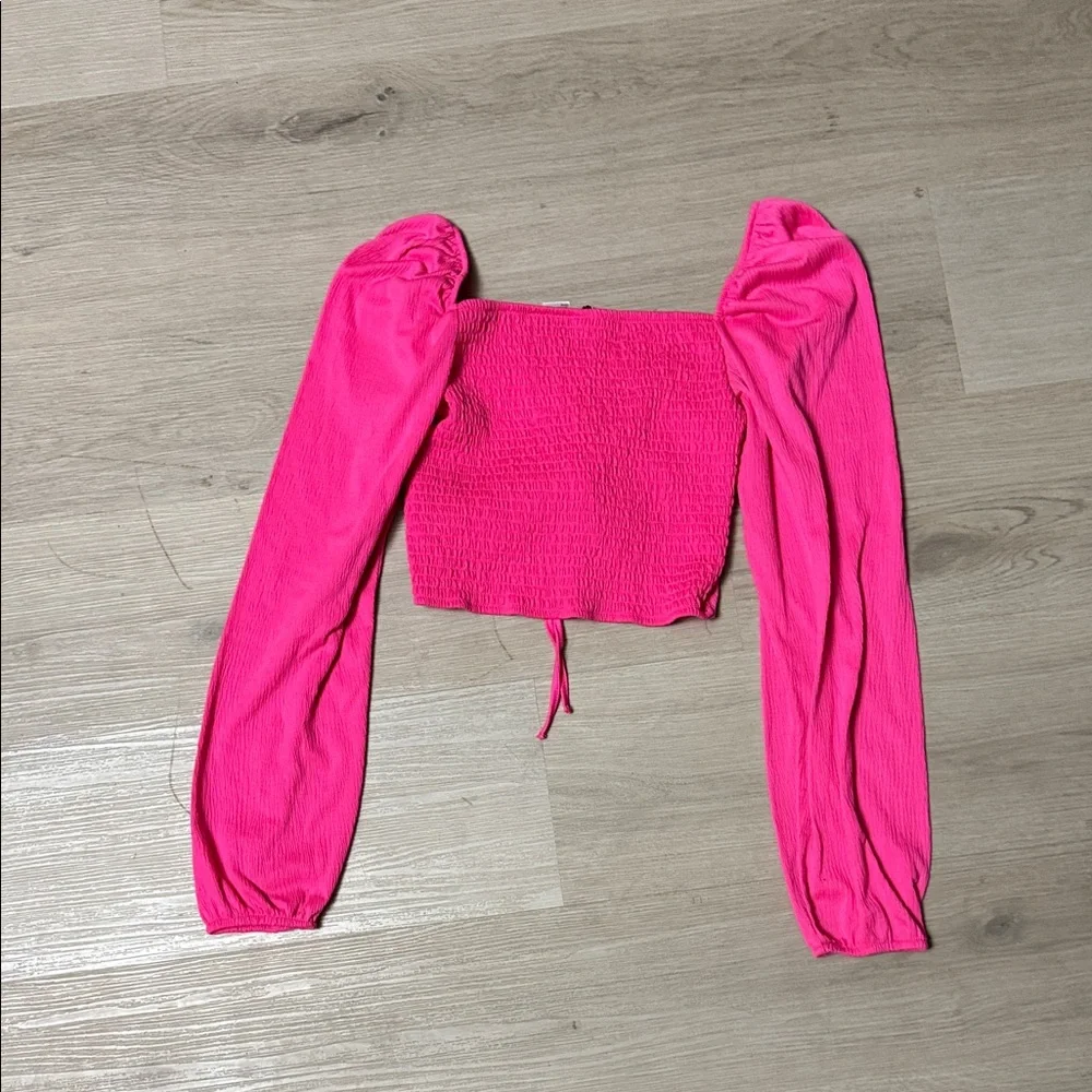 H&M Fuchsia Long Sleeve Ruched Top
